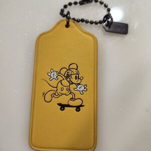 Disney x Coach yellow leather Mickey Mouse keychain